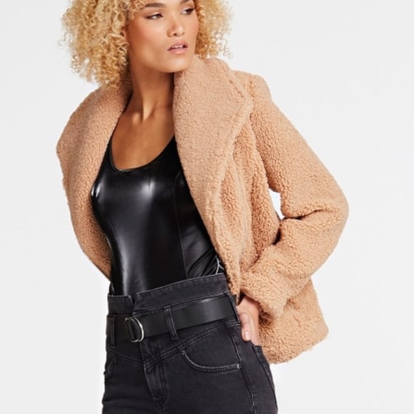 NEW GUESS Faux Fur Women's Jacket SZ M - Picture 4 of 9